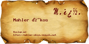 Mahler Ákos névjegykártya